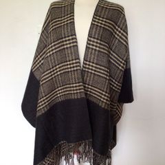 One Size Black & Brown Large Checked Shawl Includes Postage