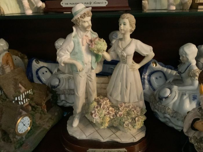 Clock, figures, Display Cabinet