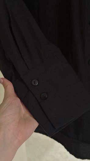 Classic Black Long Sleeve Button-Down Shirt - Size S/M