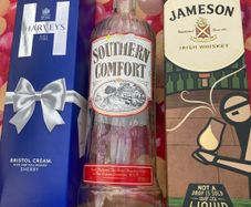 Southern Comfort Bottle (empty) Bristol Cream (box) & JamesonWhiskey Box.