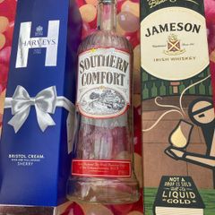 Southern Comfort Bottle (empty) Bristol Cream (box) & JamesonWhiskey Box.
