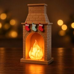 Cosy Christmas Fireplace with Stockings and LED Light 3D