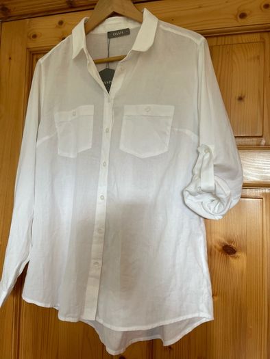 Oasis white blouse long short sleeve size 14 - New with tags