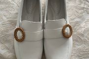 White Remonte Buckle Low Platform Loafers - Size 39- Nearly New