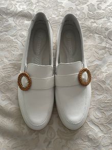 White Remonte Buckle Low Platform Loafers - Size 39- Nearly New