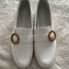 White Remonte Buckle Low Platform Loafers - Size 39- Nearly New