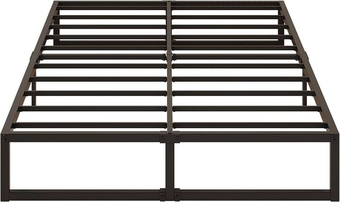 Small Double Bed Frame 120x190 cm Metal Platform Bed Small Double Steel Slat Support, Easy Assembly, Noise Free, No Box Spring Needed, 36cm High, Black