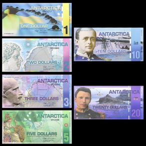 Antarctic Dollar Commemorative Banknote 1,2,3,5,10,20 Dollar polymer Money with UV Anti-counterfeiting fantasy notes