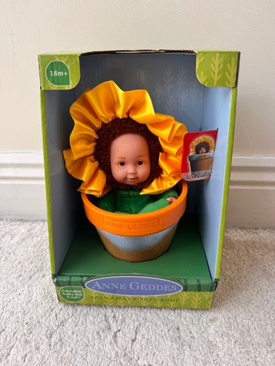 Anne Geddes Sunflower Baby Doll in Flower Pot Please see photos