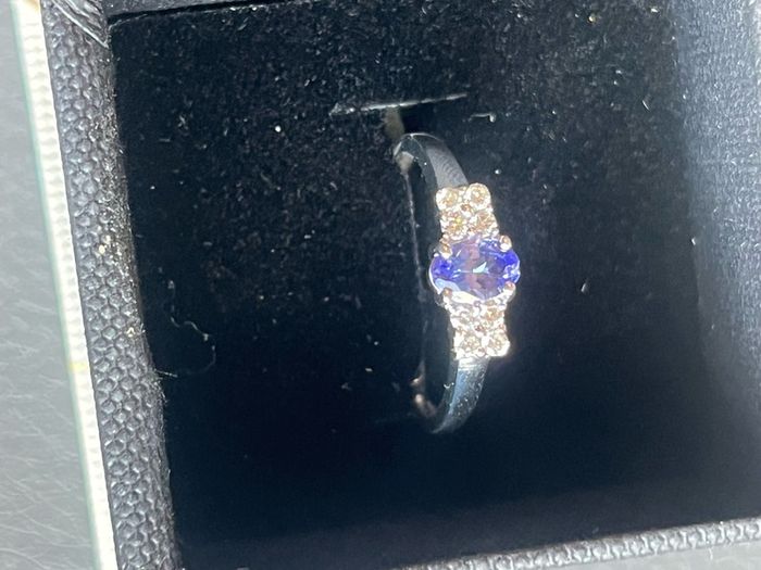 9ct White Gold Tanzanite and Diamond Engagement/Dress Ring