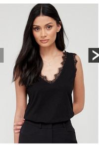 Black lace vest top