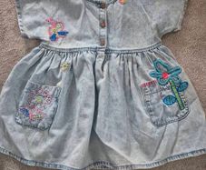 Next Baby Girls Denim Embroidered Dress, size 12-18 months