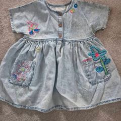 Next Baby Girls Denim Embroidered Dress, size 12-18 months