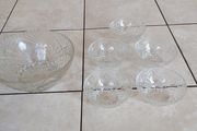 Vintage French Clear Glass Dessert Set Sunburst Pineapple Design