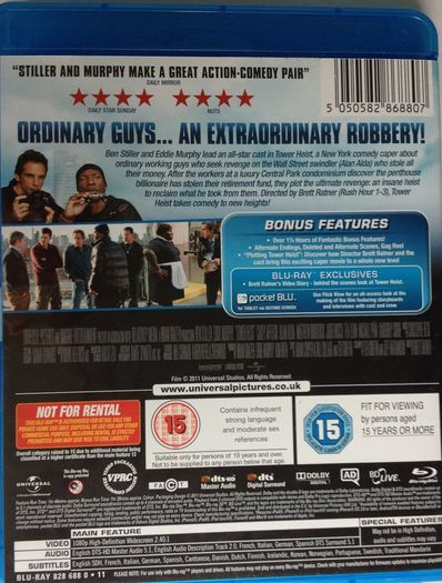 Tower Heist [2011] Ben Stiller & Eddie Murphy [Blu-ray Movie]
