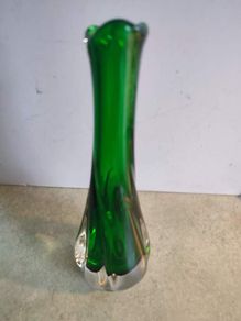 Murano Swing vase beaked vase of green colored glass