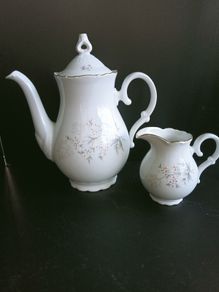 MZ Moritz Zdekauer Bohemian Porcelain Coffee Pot and Creamer