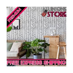 Geometric Pattern Modern Minimalist Wallpaper Herringbone Black White Vinyl Self Adhesive Wallpaper Decoration for Thanksgiving Christmas Day MULTIPLE SIZES AVAILABLE (FREE SHIPPING)