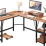 NEW SALE | Computer desk, L-shaped Corner Desk with 2-Layer Storage,Large PC Laptop Table with Monitor Stand and CPU Stand,Gaming Desk Writing Table for Office Home Image 2