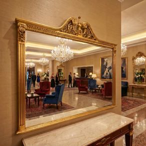 Very nice and large gilt framed mirror.