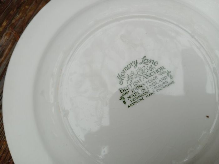 Green plates,  British Anchor, green transferware, green delph