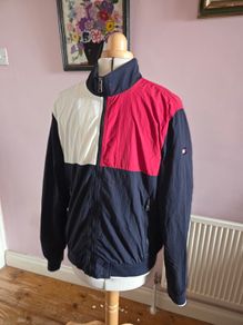 Tommy Hilfiger Mens Red and Navy Jacket - Water and Wind Resistant - Large Size