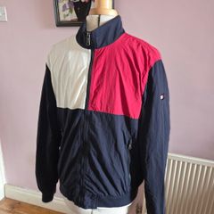 Tommy Hilfiger Mens Red and Navy Jacket - Water and Wind Resistant - Large Size