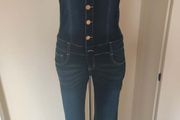 Button Front Bandeau Denim Jumpsuit Blind date skinny  size M UK10 EU38 Postage included