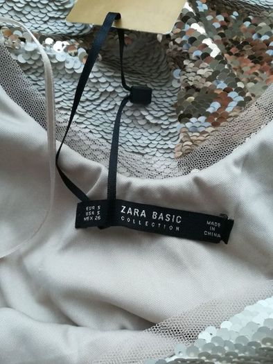 Gold Zara dress size S (10-12) with matching heels and jewellery