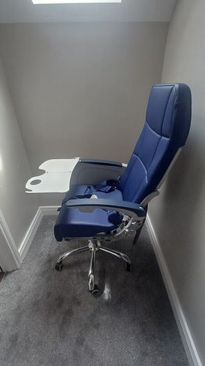 Airbus A320/A321 Aircraft Seat Swivel Office Chair | Genuine Airline Seat with Tray Table & Life Jacket