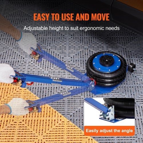 Air Jack, 3 Ton/3000 kg Triple Bag Air Jack, Airbag Jack with Six Steel Pipes, Lift up to 44.9cm, 3-5 s Fast Lifting Pneumatic Jack, with Adjustable Long Handles for Cars, Garages, Repair (Blue