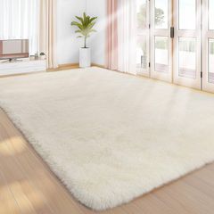 Rugs Living Room 240x340cm, Cream Area Rugs for Bedroom, Washable Anti Slip Extra Large Shaggy Soft Rug Fluffy Modern Floor Carpets Mat Beside Rugs for Kids Living Room