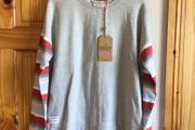 BNWTS Brakeburn Ladies Grey marl top long stripe sleeves 12 oversize includes post