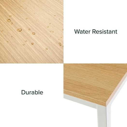 Home Office Desk 140 / 61 /74 cm  Metal and Wood Computer Desk, Easy Assembly  Natural Brown & White
