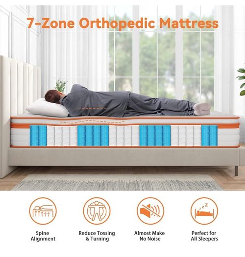 Small Double Mattress 4FT, 10 Inch Gel Memory Foam 7 Zone Orthopedic Small Double Mattress Pocket