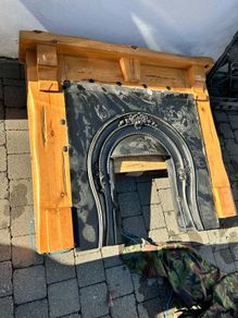 Fireplace with polished black granite hearth