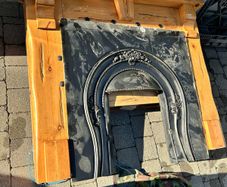 Fireplace with polished black granite hearth
