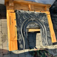 Fireplace with polished black granite hearth