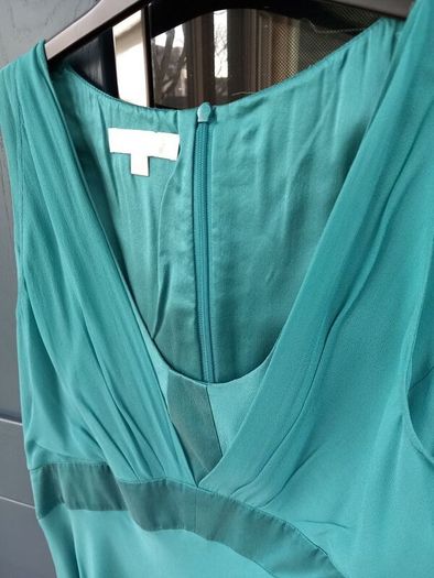 Turquoise knee length silk dress