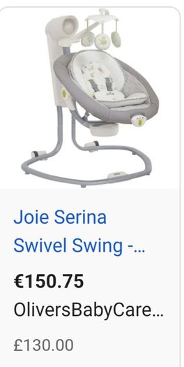 Joie Serina 2-in-1 Baby Swing & Rocker (Includes Brand New Mains Adapter)