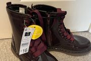 BRAND NEW burgundy patent boots UK13
