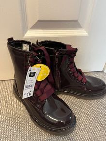 BRAND NEW burgundy patent boots UK13
