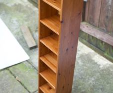Slim Solid Pine CD/DVD Storage Tower Narrow Bookcase