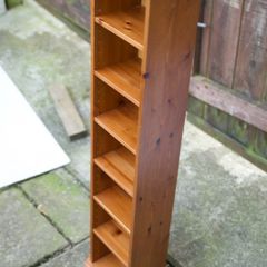 Slim Solid Pine CD/DVD Storage Tower Narrow Bookcase