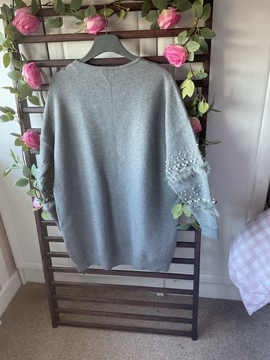 cardigan bnwt grey edge to edge cardigan size 10 embellished