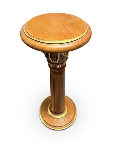 Carved French Fruit Wood & Parcel Gilt Pedestal