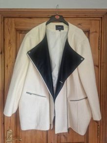 Heavy winter coat with pleather detail sz 28/30