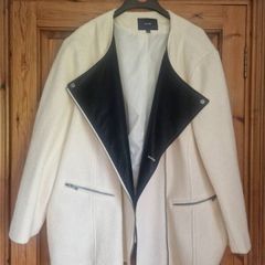 Heavy winter coat with pleather detail sz 28/30