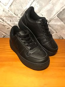Kappa Boys/Girls Lace Padded Cushioned La Morra Black Leather Trainers Shoes Children's UK11 EUR29   S-B