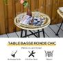 3-piece garden bistro set 2 chairs + round tempered glass coffee table 2 zip-off polyester cushions PE woven rattan galvanized metal  45 x 50 cm cream Image 6